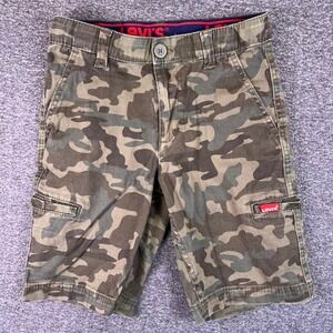Levis Camo Cargo Shorts Boys Size 10 Reg Adj Waistband Outdoors hiking Fits25x9‎